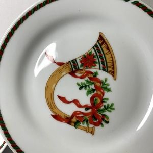 Replacement...2 Vintage Christmas Horn Gibson dessert Plates 8 in.
